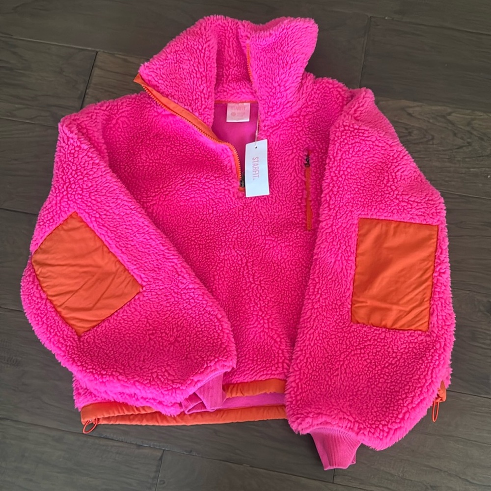 Starfit Fleece half zip. Hot pink and orange